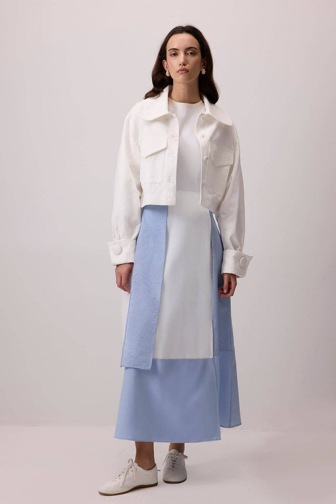 Gonna maxi vichy blu e bianco a contrasto