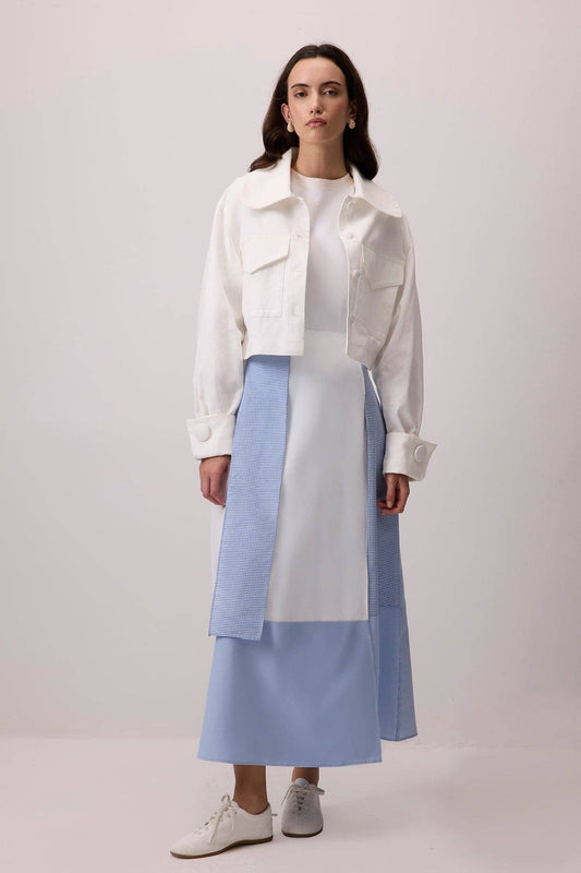 Gonna maxi vichy blu e bianco a contrasto