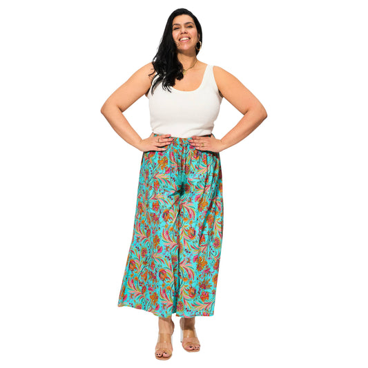 Pantaloni estivi lunghi in cotone stampa boho