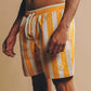 Costume da bagno uomo a righe giallo dorato in SEAQUAL® Yarn