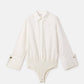 Body camicia in misto cotone con colletto sartoriale