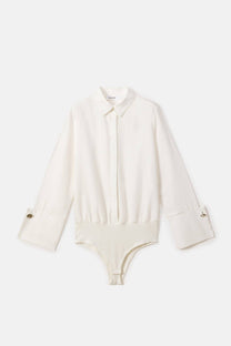 Body camicia in misto cotone con colletto sartoriale