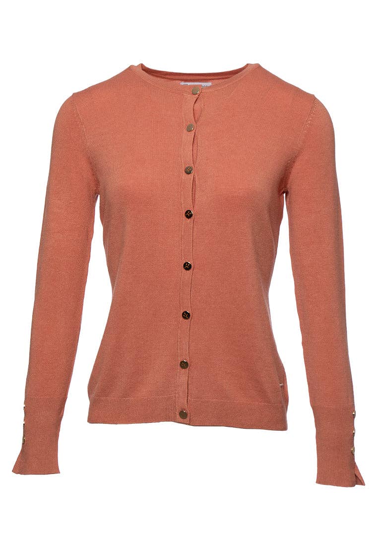 Cardigan girocollo in viscosa con bottoni