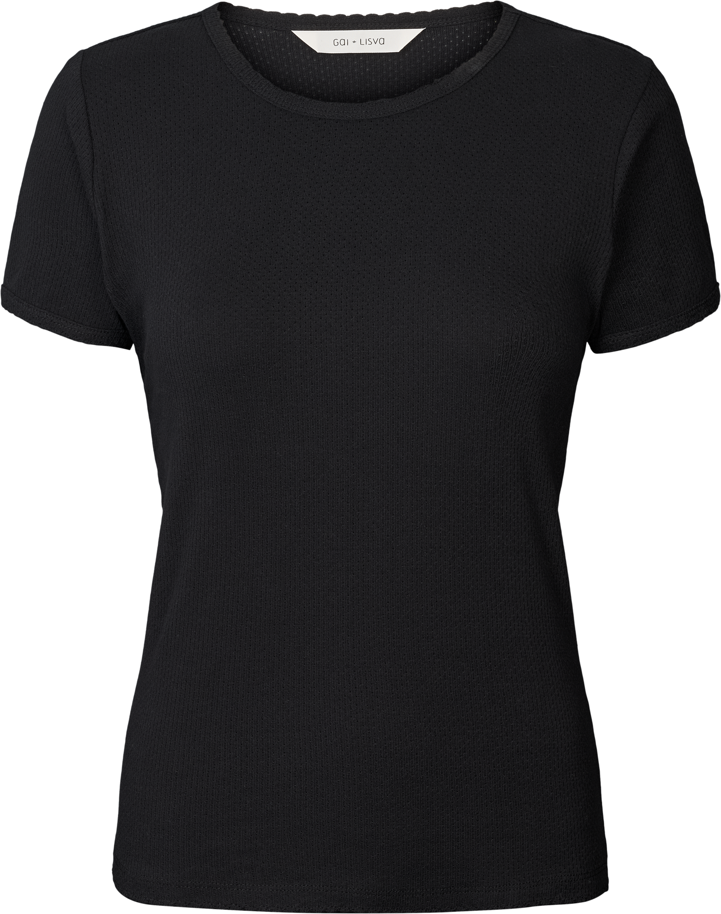T-shirt Chrisstine in cotone biologico nero con dettagli in pizzo