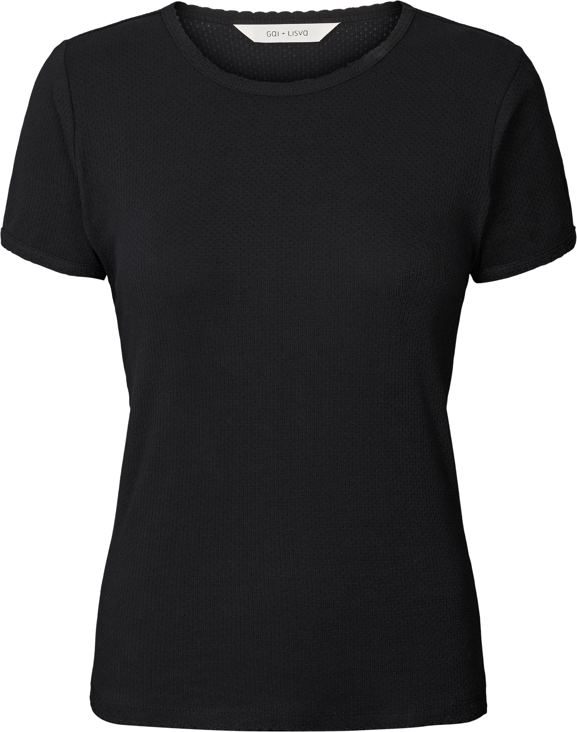 T-shirt Chrisstine in cotone biologico nero con dettagli in pizzo