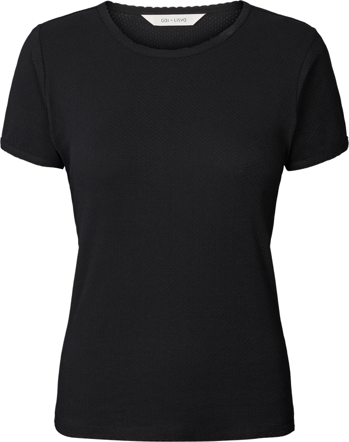 T-shirt Chrisstine in cotone biologico nero con dettagli in pizzo
