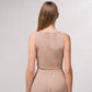 Top corto in maglia a costine con bottoni