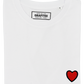 T-shirt bianca con cuore rosso ricamato
