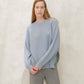 Maglione girocollo a coste con spacchi laterali in misto cashmere