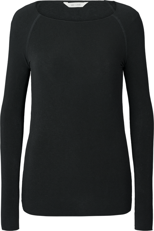 Top Amalie in lana e viscosa nero