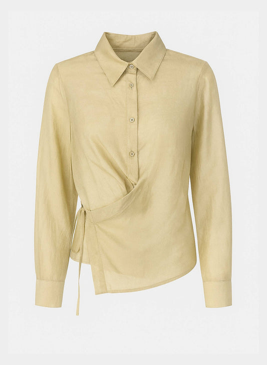 Camicia beige Aima con nodo laterale