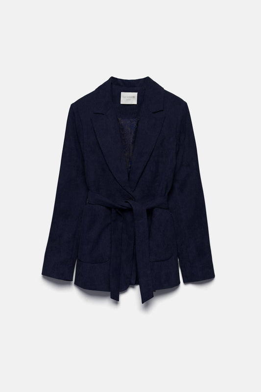Blazer in velluto a coste con cintura