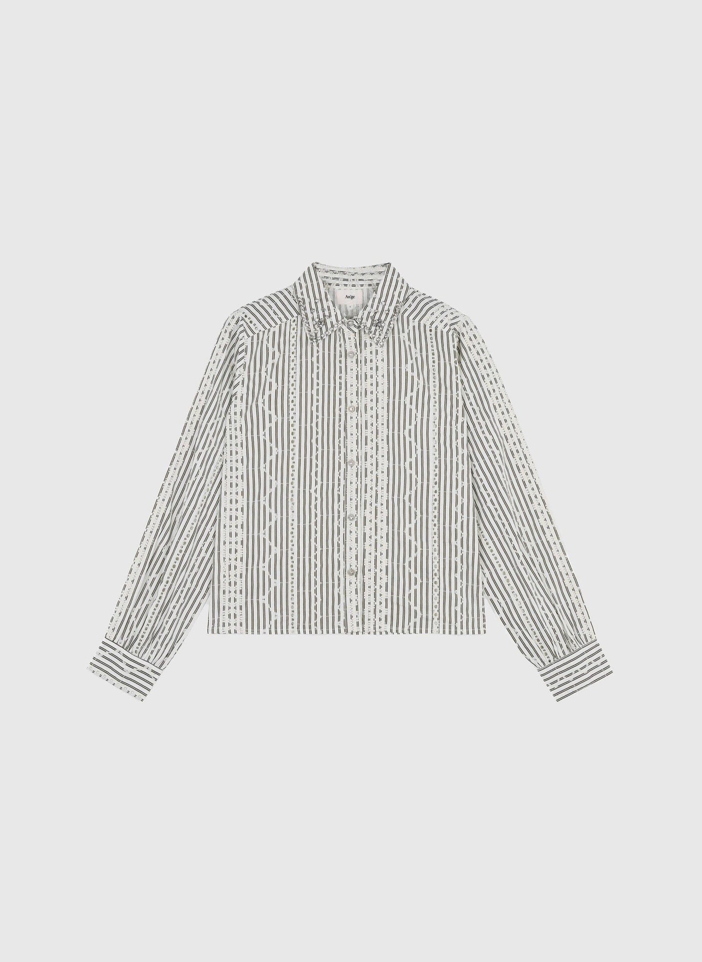 Camicia Seliana a righe écru in cotone