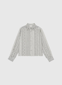 Camicia Seliana a righe écru in cotone