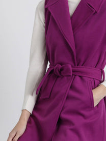 Gilet lungo con cintura viola