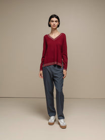 Maglione in maglia scollo a V con dettagli lurex