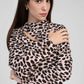 Abito corto Maluka con stampa animalier beige