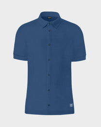Camicia blu in piqué antimacchia