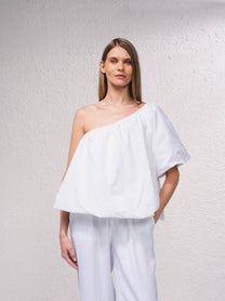Blusa asimmetrica in popeline di cotone