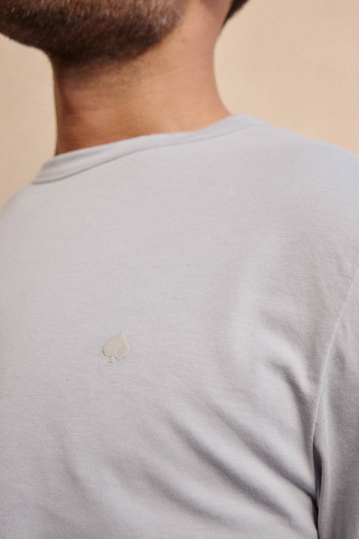 T-shirt uomo a maniche lunghe in cotone biologico blu/grigio