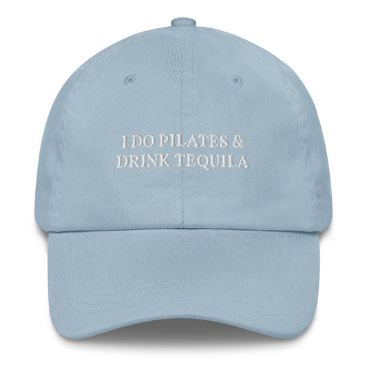 Cappellino da baseball ricamato “Faccio pilates e bevo tequila”