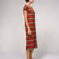 Abito midi in maglia a righe con scollo a V