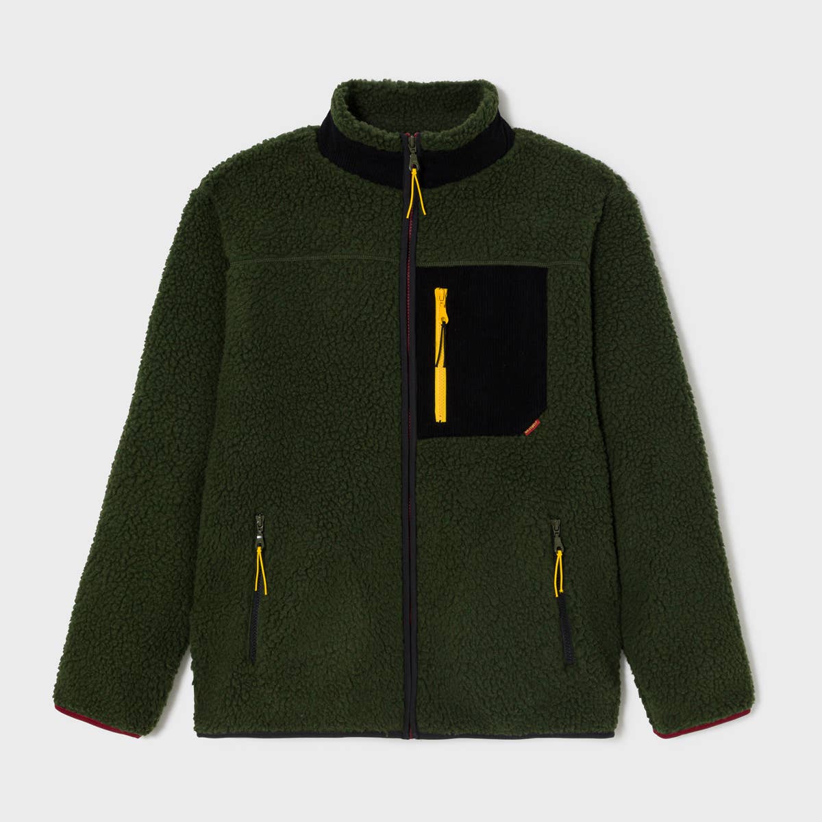 Giacca sherpa unisex con zip kaki