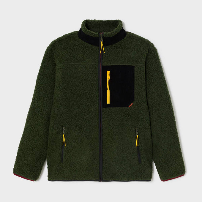 Giacca sherpa unisex con zip kaki