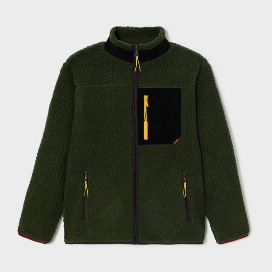 Giacca sherpa unisex con zip kaki