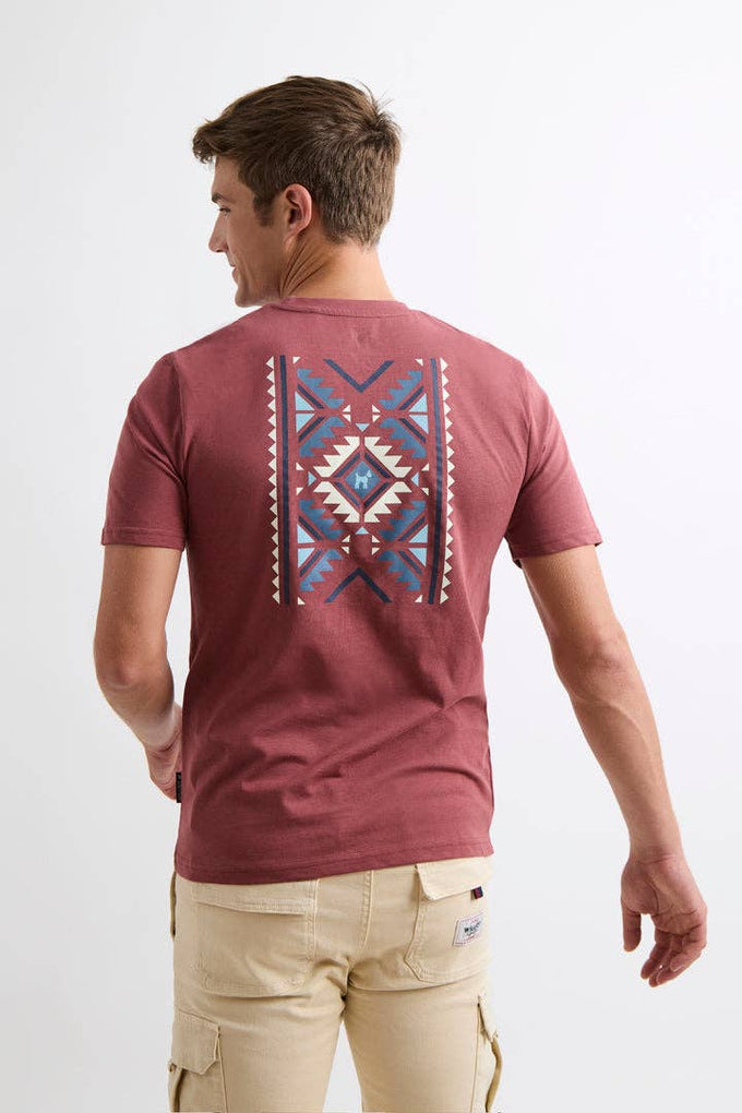 T-shirt Uomo con Stampa Etnica e Ricamo
