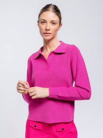 Maglione polo in maglia da donna