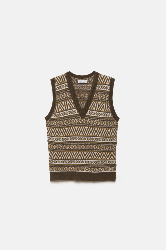Gilet in maglia jacquard con scollo a V