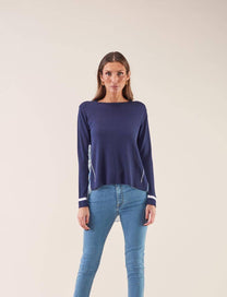Maglia donna in viscosa bicolor con retro stampato