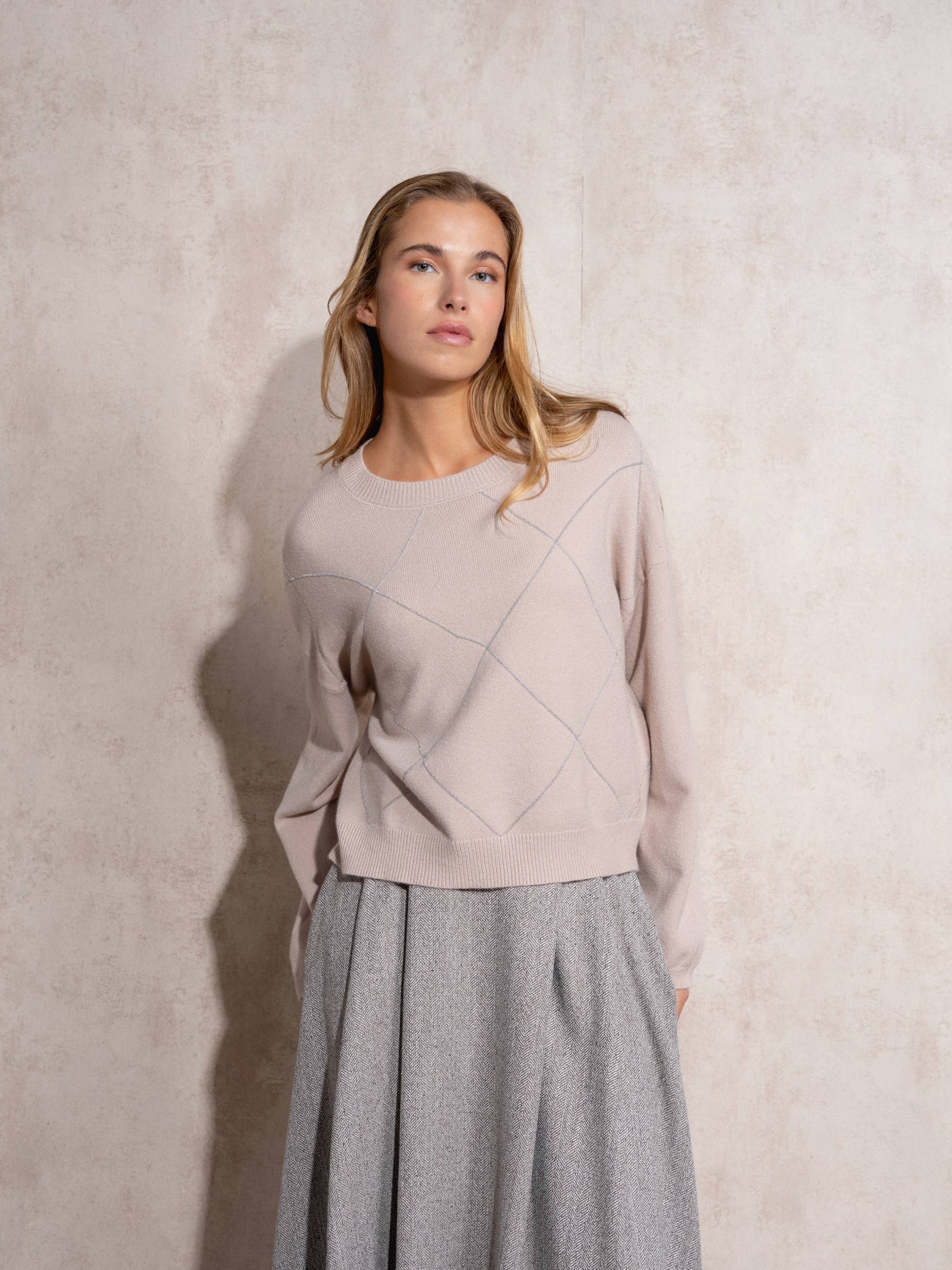 Maglione in maglia con motivo a rombi