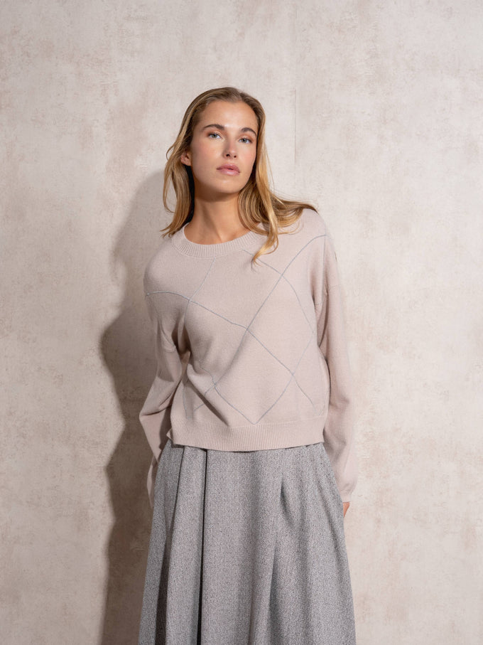 Maglione in maglia con motivo a rombi