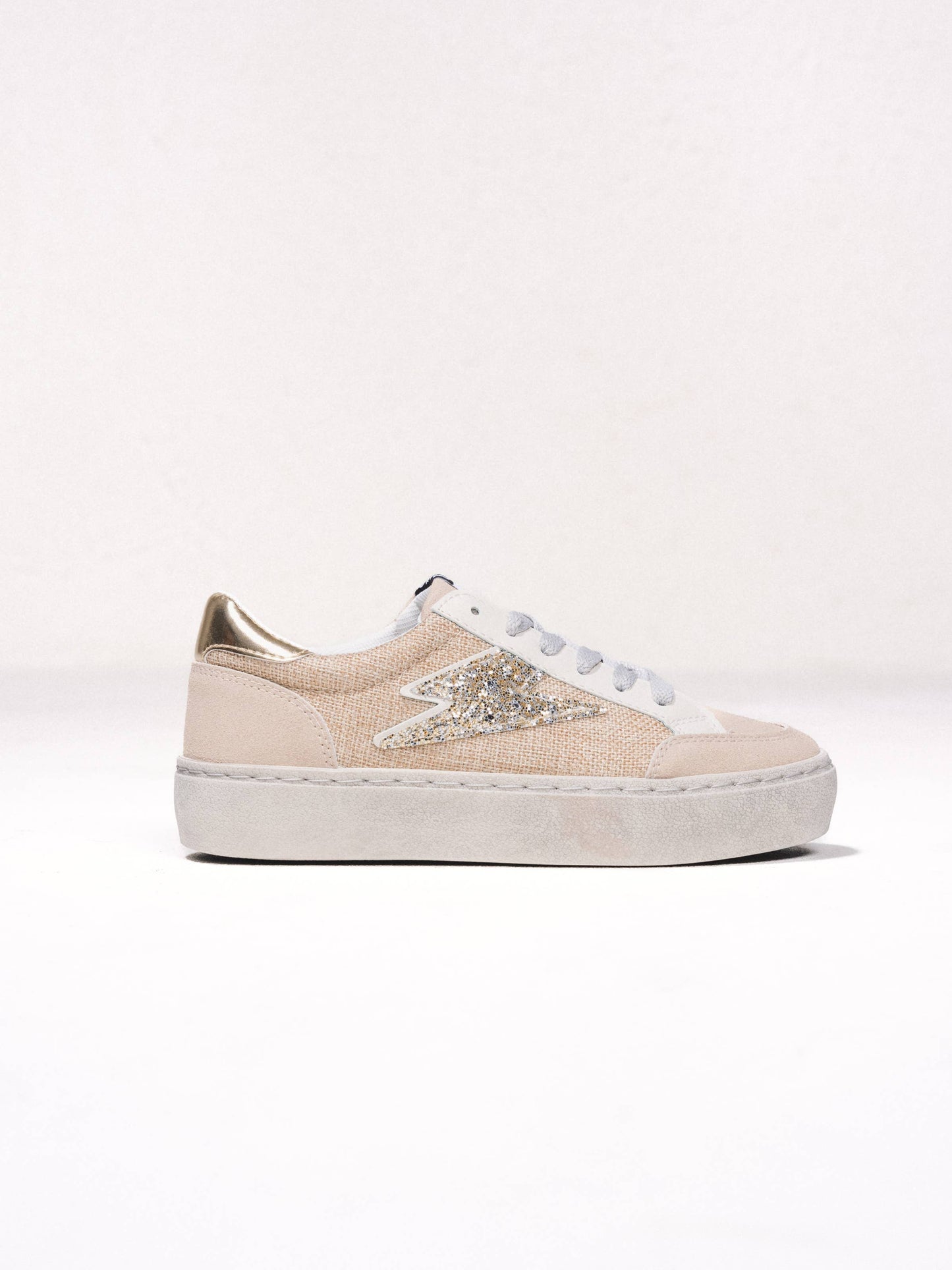 Sneakers con glitter a contrasto