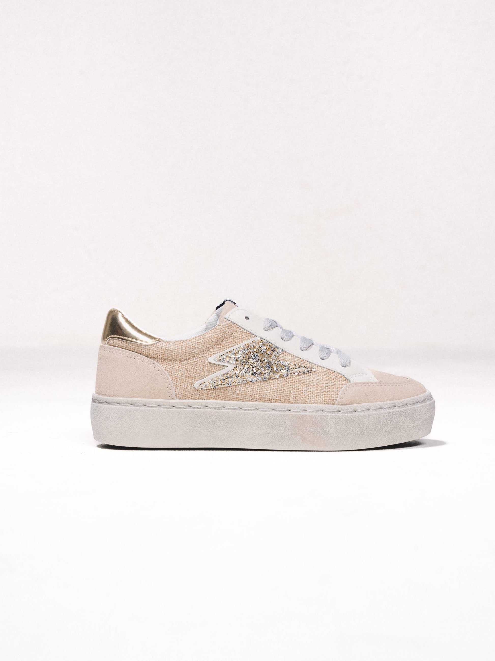 Sneakers con glitter a contrasto