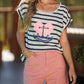 T-shirt a righe Sailor Heart con stampa cuore e ancora