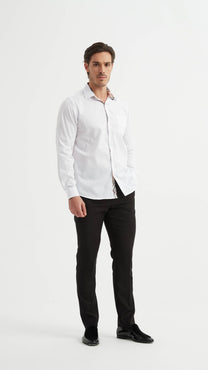 Camicia bianca comfort fit con dettagli tartan