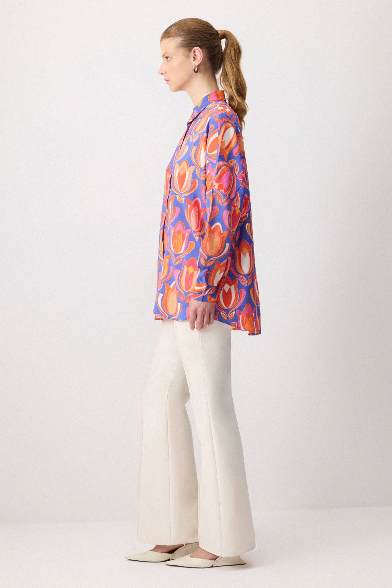 Camicia oversize in modal a motivo