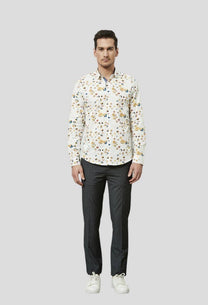 Camicia slim fit elasticizzata con stampa bubbles