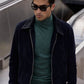 Giacca in pelle Zuko blu navy