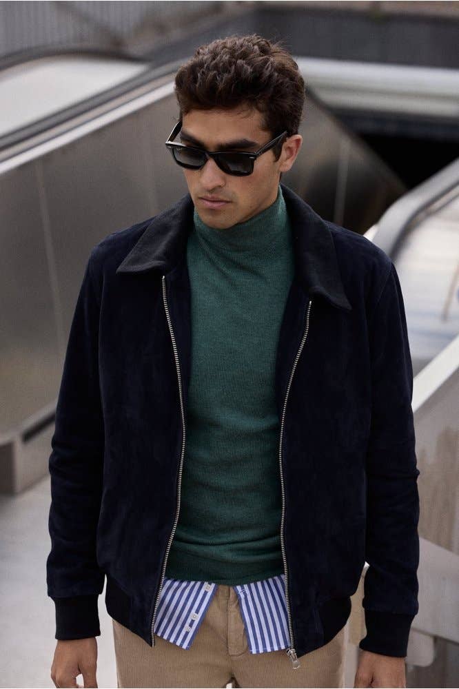 Giacca in pelle Zuko blu navy