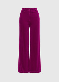 Pantaloni a zampa in velluto viola