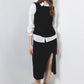 Gonna midi in maglia a costine con spacco frontale
