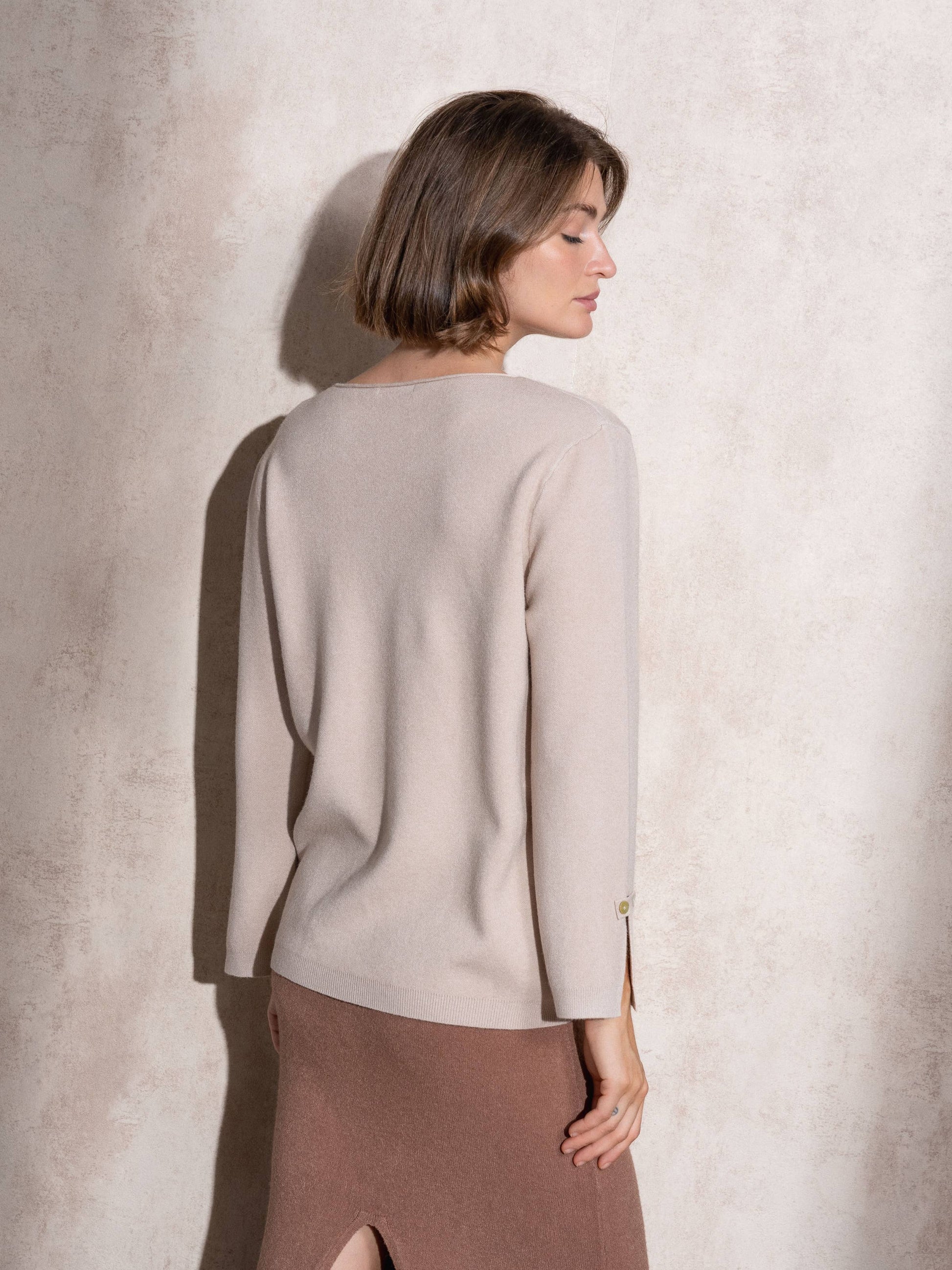 Maglione in maglia girocollo con polsini a spacchetto