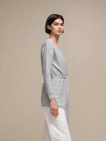 Cardigan in maglia con cintura e micro paillettes