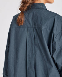 Camicia in popeline di cotone biologico blu denim