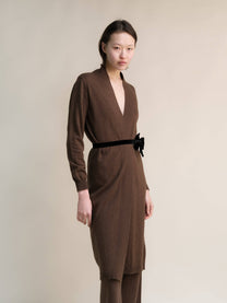 Cardigan lungo aperto in misto cashmere da donna