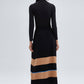 Gonna midi in maglia a righe con vita elasticizzata